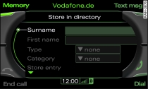 Storing a telephone number in the directory